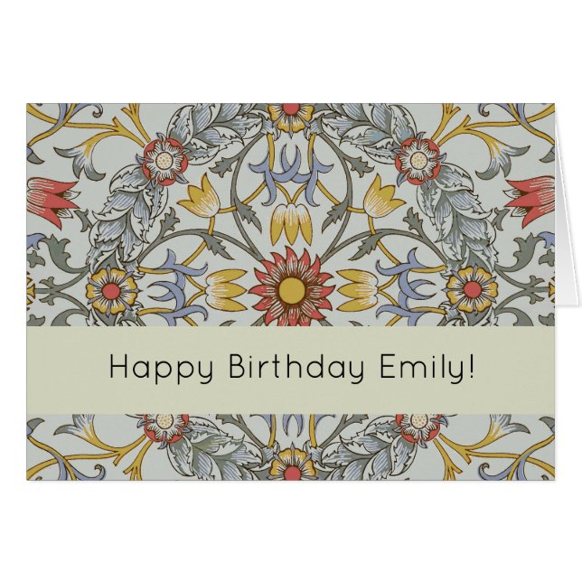 William Morris Floral Circle Flower Illustration (Voorkant Horizontaal)