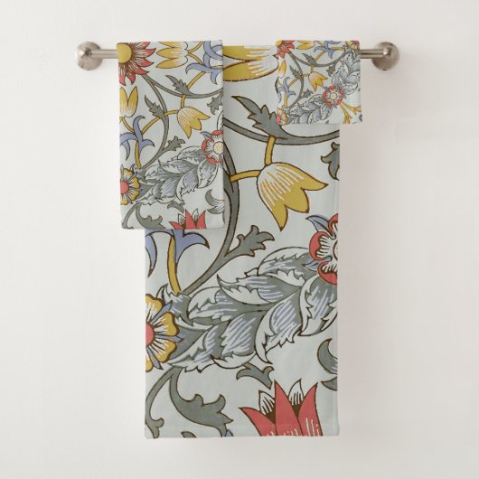 William Morris Floral Circle Flower Illustration Bad Handdoek (Insitu)