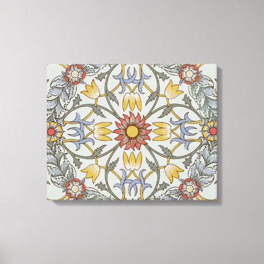 William Morris Floral Circle Flower Illustration Canvas Afdruk (Voorkant)