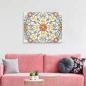 William Morris Floral Circle Flower Illustration Canvas Afdruk (Insitu (Woonkamer))