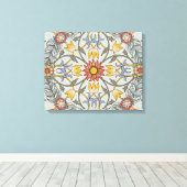 William Morris Floral Circle Flower Illustration Canvas Afdruk (Insitu (Houten vloer))
