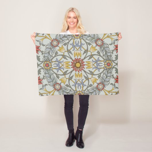William Morris Floral Circle Flower Illustration Fleece Deken (In situ)