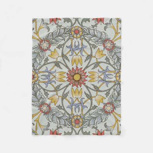 William Morris Floral Circle Flower Illustration Fleece Deken (Voorkant)