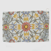 William Morris Floral Circle Flower Illustration Golfhanddoek (Horizontaal)