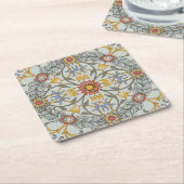 William Morris Floral Circle Flower Illustration Kartonnen Onderzetters (Schuin)