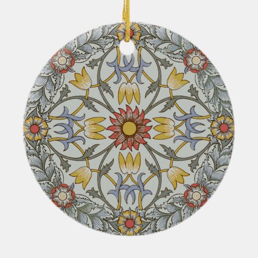 William Morris Floral Circle Flower Illustration Keramisch Ornament (Achterkant)