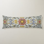 William Morris Floral Circle Flower Illustration Lichaamskussen (Voorkant)
