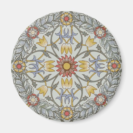 William Morris Floral Circle Flower Illustration Magneet (Voorkant)