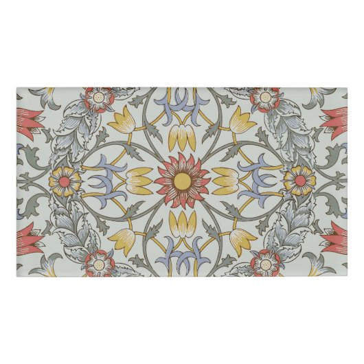 William Morris Floral Circle Flower Illustration Naambadge (Voorkant)