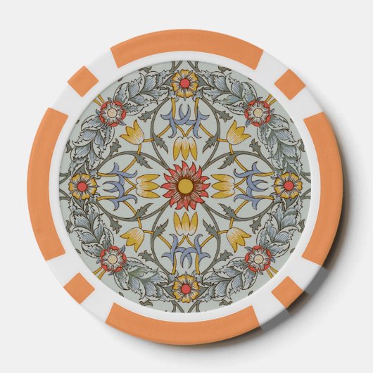 William Morris Floral Circle Flower Illustration Poker Chips (Achterkant)