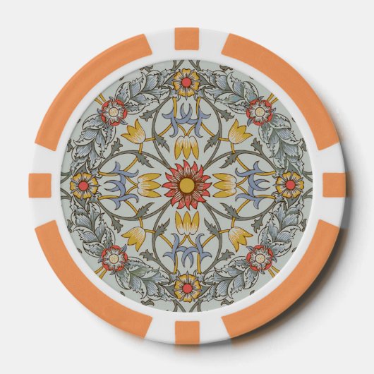 William Morris Floral Circle Flower Illustration Poker Chips (Voorkant)
