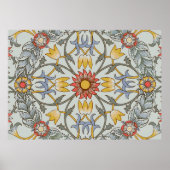 William Morris Floral Circle Flower Illustration Poster (Voorkant)