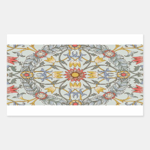 William Morris Floral Circle Flower Illustration Rechthoekige Sticker