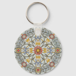 William Morris Floral Circle Flower Illustration Sleutelhanger