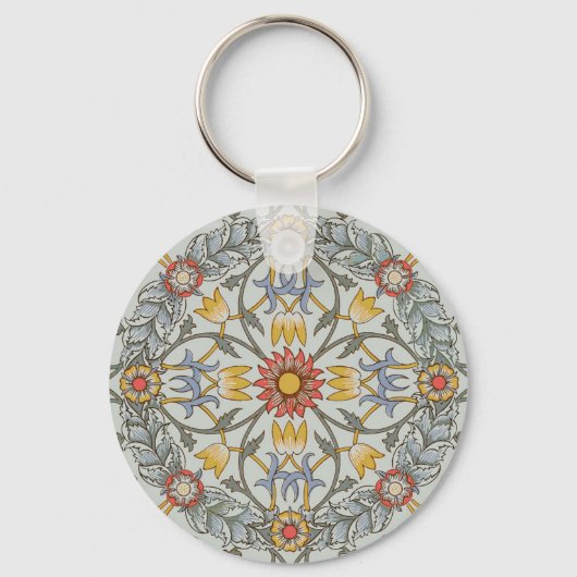 William Morris Floral Circle Flower Illustration Sleutelhanger (Voorkant)