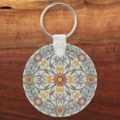William Morris Floral Circle Flower Illustration Sleutelhanger (Voorkant)