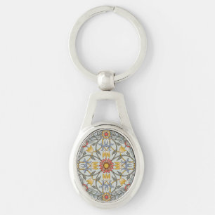 William Morris Floral Circle Flower Illustration Sleutelhanger
