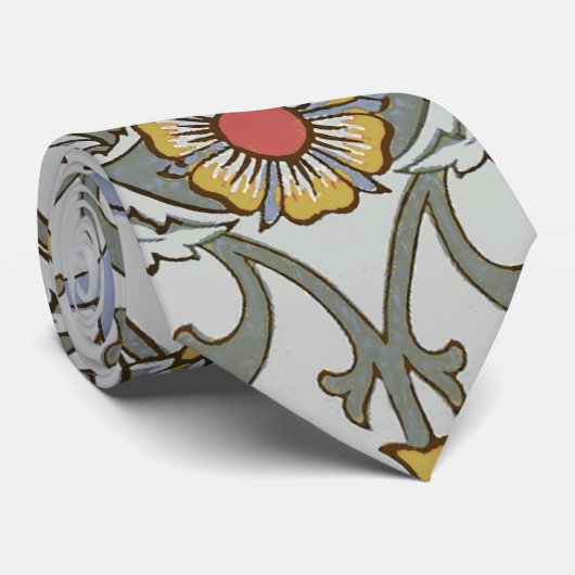 William Morris Floral Circle Flower Illustration Stropdas (Opgerold)