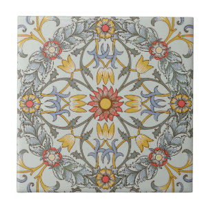 William Morris Floral Circle Flower Illustration Tegeltje