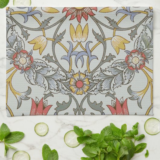 William Morris Floral Circle Flower Illustration Theedoek (Gevouwen)