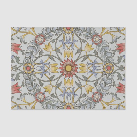 William Morris Floral Circle Flower Illustration Tissuepapier (Voorkant)
