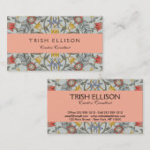 William Morris Floral Circle Flower Illustration Visitekaartje (Voorkant / Achterkant)
