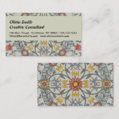 William Morris Floral Circle Flower Illustration Visitekaartje (Voorkant / Achterkant)