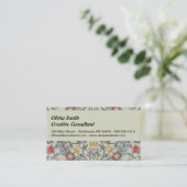 William Morris Floral Circle Flower Illustration Visitekaartje (Staand voorkant)