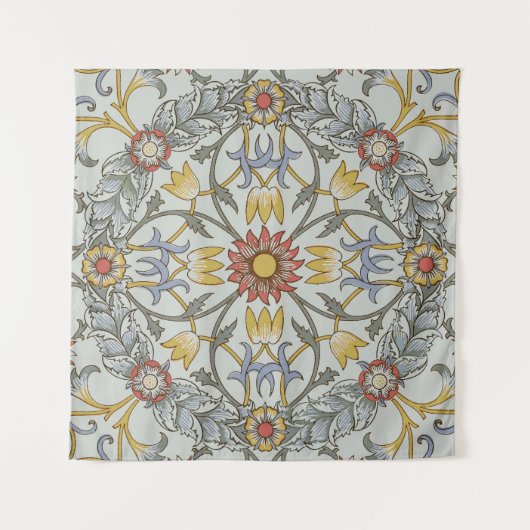 William Morris Floral Circle Flower Illustration Wandkleed (Voorkant (horizontaal))