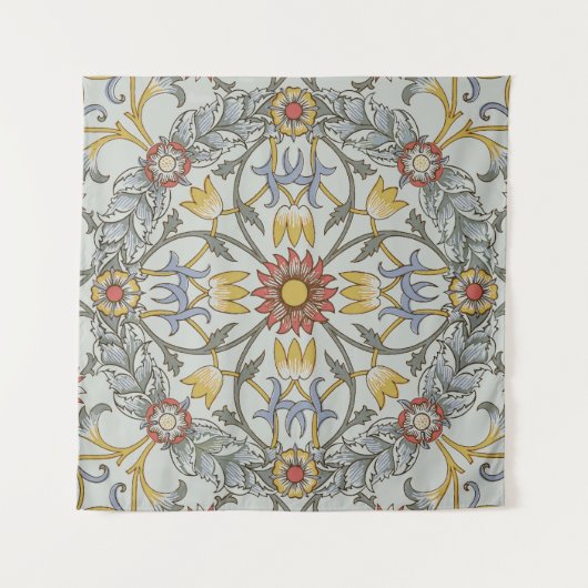 William Morris Floral Circle Flower Illustration Wandkleed (Voorkant)