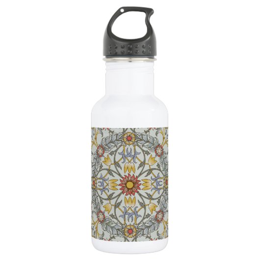 William Morris Floral Circle Flower Illustration Waterfles (Voorkant)