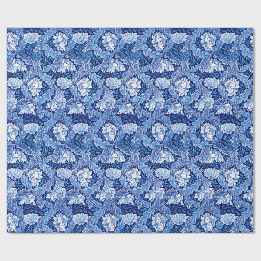 William Morris Floral, Cobalt Blue en White Cadeaupapier (Vlak)