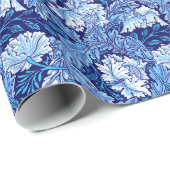 William Morris Floral, Cobalt Blue en White Cadeaupapier (Rol Hoek)