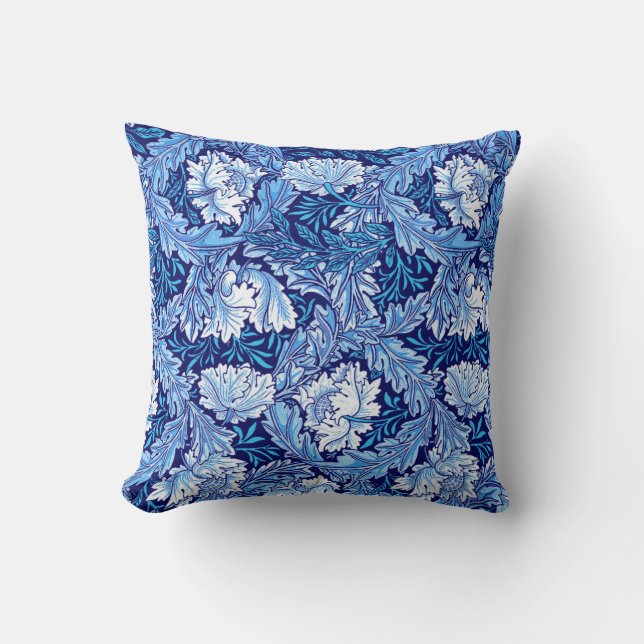 William Morris Floral, Cobalt Blue en White Kussen (Voorkant)