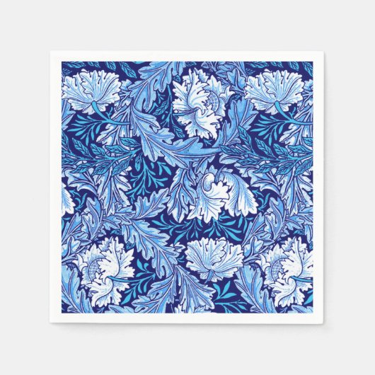 William Morris Floral, Cobalt Blue en White Servetten (Voorkant)