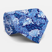 William Morris Floral, Cobalt Blue en White Stropdas (Opgerold)