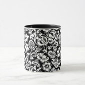 William Morris Floral Damask, Black and White Mok (Midden)