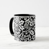 William Morris Floral Damask, Black and White Mok (Voorkant links)
