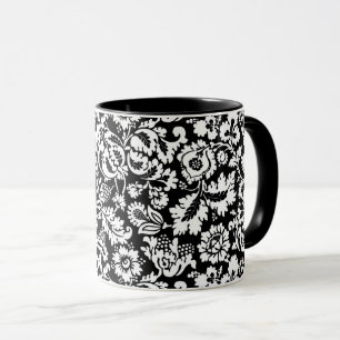 William Morris Floral Damask, Black and White Mok