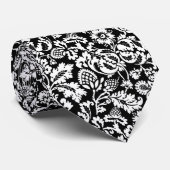William Morris Floral Damask, Black and White Stropdas (Opgerold)