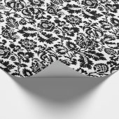 William Morris Floral Damask, Black on White Cadeaupapier (Hoek)