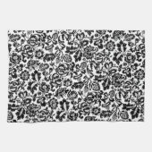 William Morris Floral Damask, Black on White Theedoek (Horizontaal)
