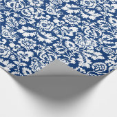 William Morris Floral Damask, Cobalt Blue en White Cadeaupapier (Hoek)