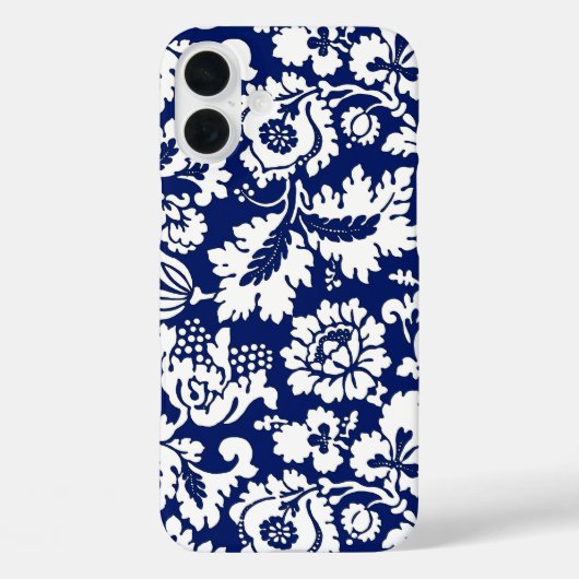 William Morris Floral Damask, Cobalt Blue en White Case-Mate iPhone Case (Achterkant)