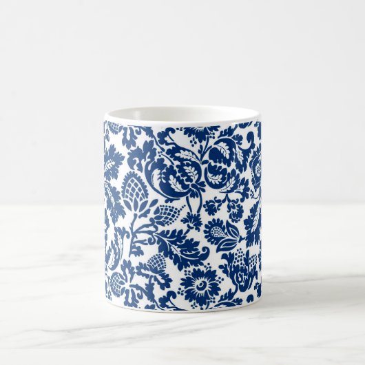 William Morris Floral Damask, Cobalt Blue op White Koffiemok (Center)