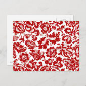William Morris Floral Damask, Deep Red en White Briefkaart (Voorkant / Achterkant)
