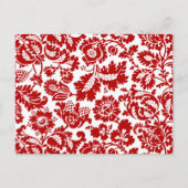 William Morris Floral Damask, Deep Red en White Briefkaart (Voorkant)