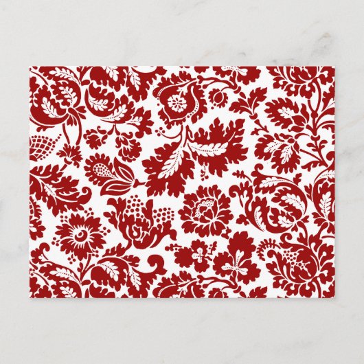 William Morris Floral Damask, Deep Red en White Briefkaart (Voorkant)