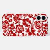 William Morris Floral Damask, Deep Red en White Case-Mate iPhone Case (Achterkant (horizontaal))
