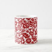 William Morris Floral Damask, Deep Red en White Koffiemok (Center)